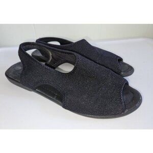 CRYSTAL CREEK Black Corduroy Open Toe Slip On Flats Ladies Size 8